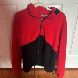 Marlboro Men’s Red & Black Fleece Zip Up Sweater S